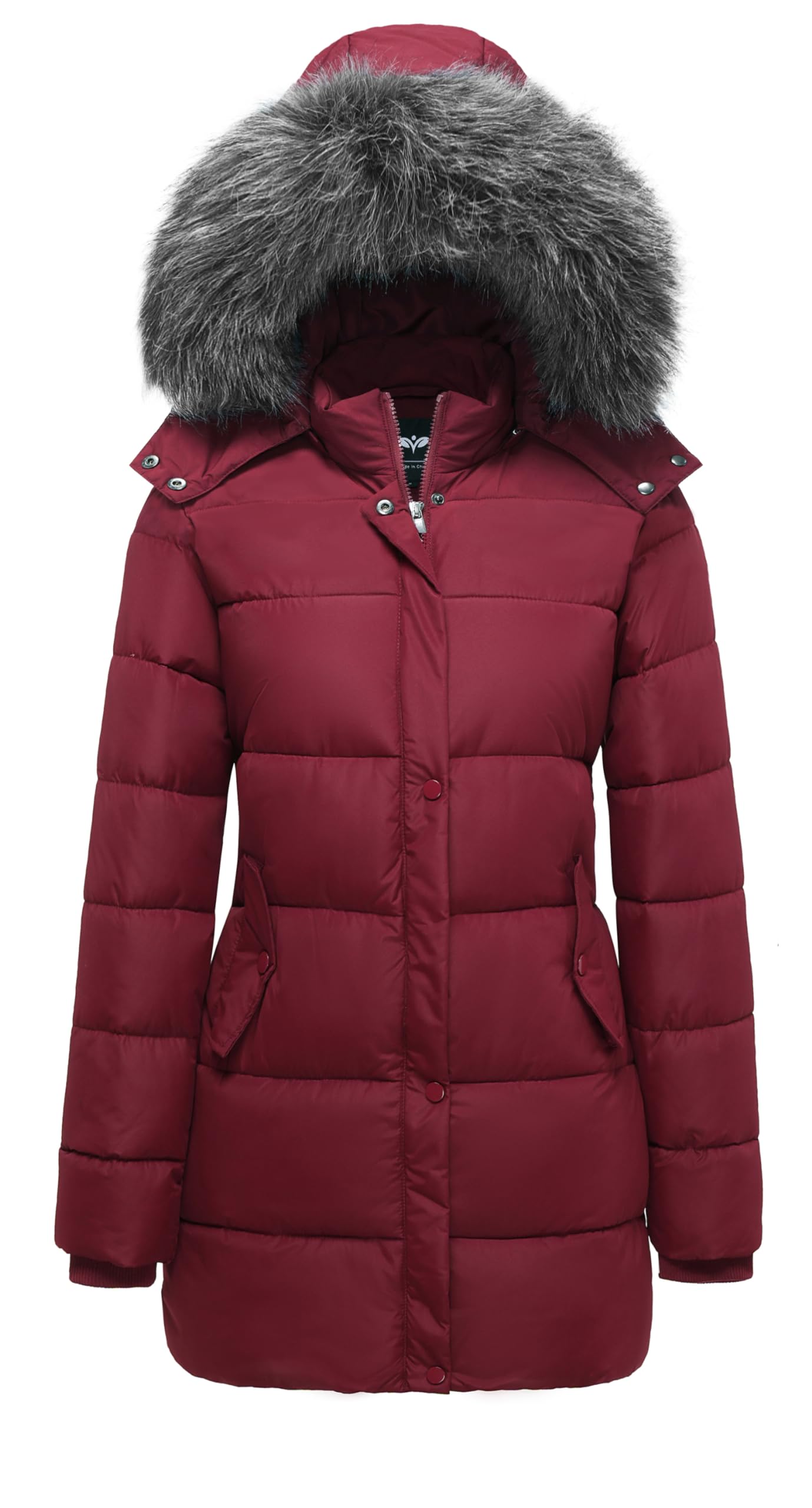 GGleaf Women's Winter Thicken Puffer Coat Warm Snow Jacket with Fur Removable Hood